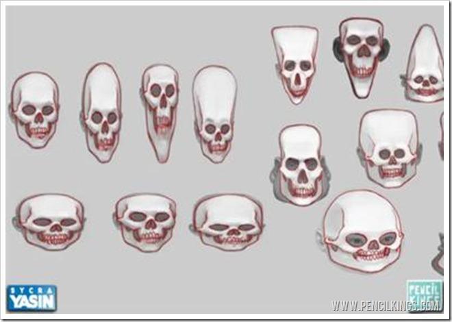 digital caricatures skulls