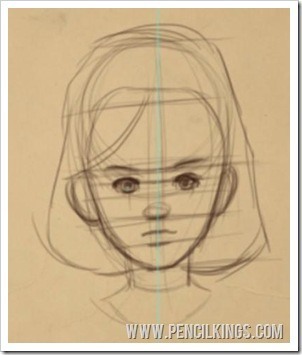 how to draw cartoons female child's face