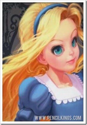 How to draw Alice in Wonderland Anime style finished painting