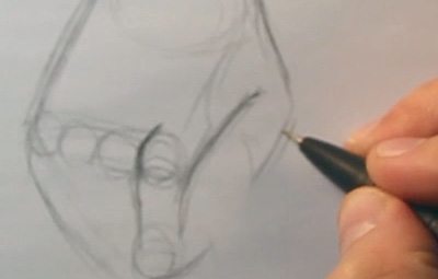 how to draw a clenched hand initial sketch