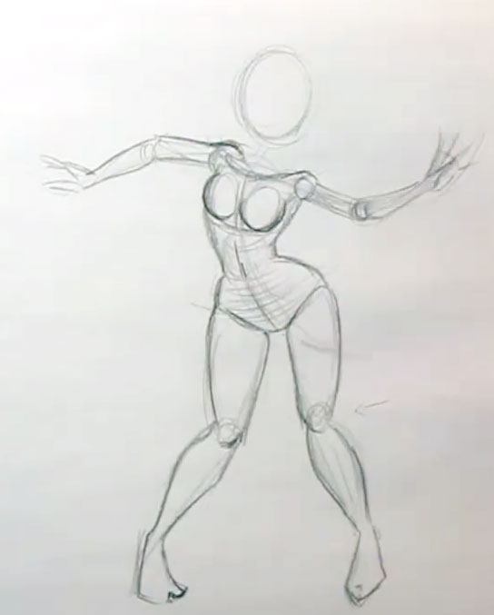 drawing cartoon female dynamic pose