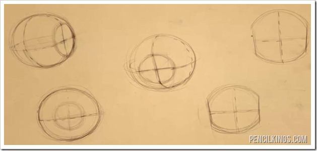 drawing head shapes flattening sides of sphere