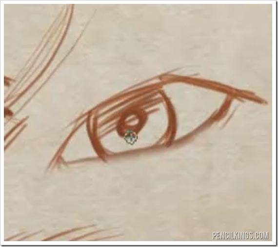 draw a realistic male eye shading on iris