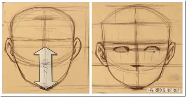 how to draw face features placing the eyes
