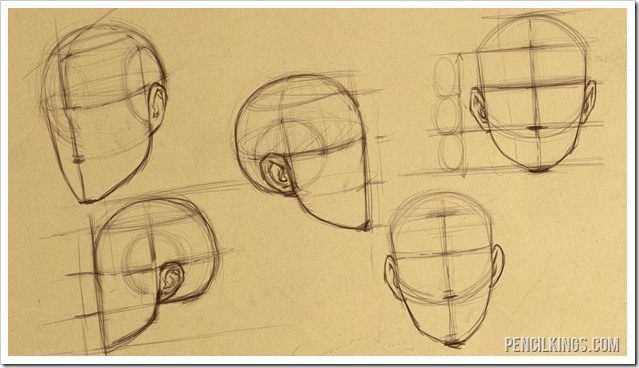 how to draw heads different views of heads