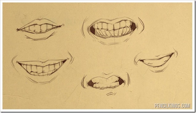 drawing teeth mouth sketches