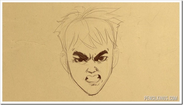 how to draw a furious face finished drawing
