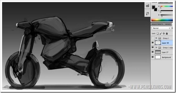 draw a motorbike grouping layers in photoshop