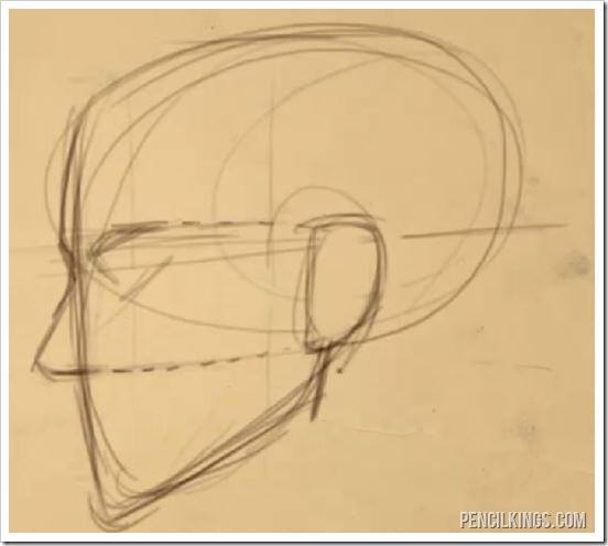 how to draw a realistic ear side view of head