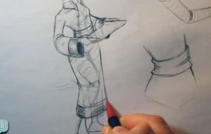 geisha girl pencil drawing cuffs