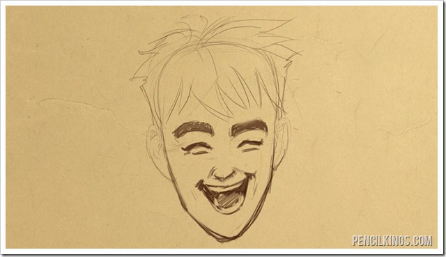 how to draw a laughing face finished drawing