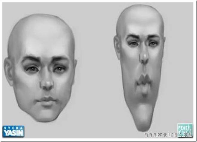 caricature art elongated head shapes