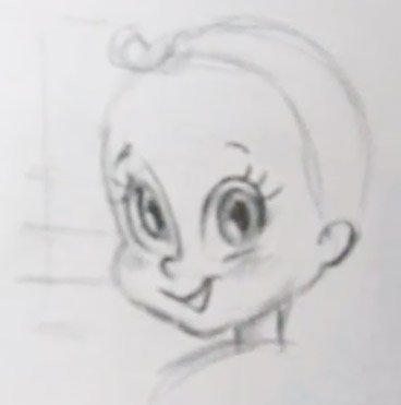 draw a cartoon babys face finished sketch