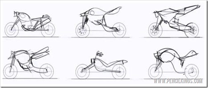 draw a motorcycle thumbnail sketches