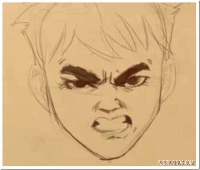 drawing a furious face eyebrows