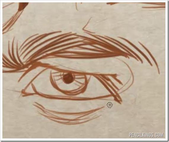 drawing an eye raised eyelids