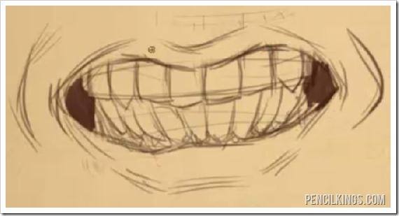 angry mouth drawing tutorial clenched teeth expression lines