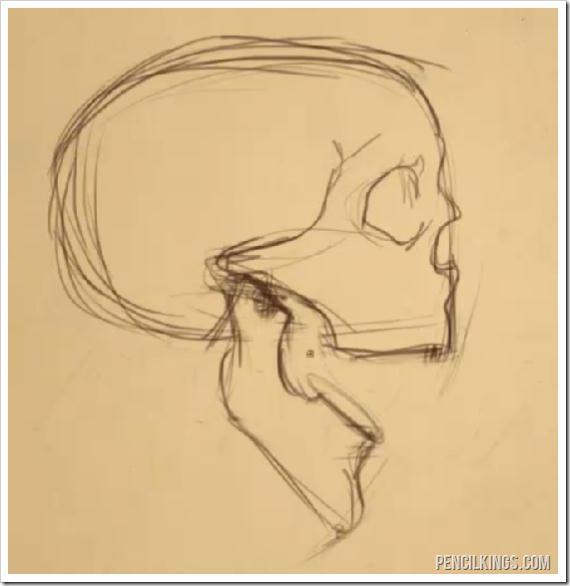 drawing an open mouth skull sketch