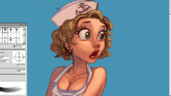 pin-up-painting-line-art