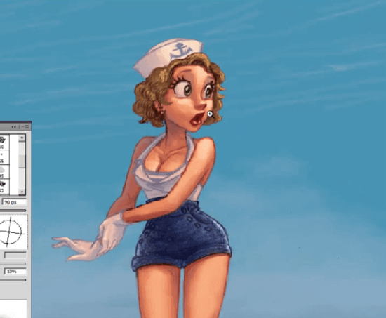 paint a pin up girl adding clouds