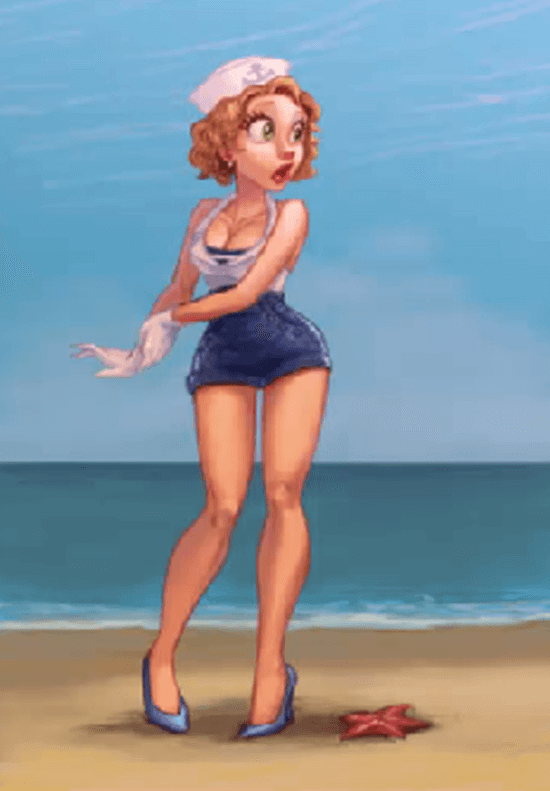 pin up sailor girl finished painting large
