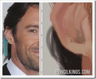 caricature paintings ear lobe